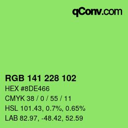 Color code: RGB 141 228 102 | qconv.com