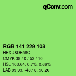 Color code: RGB 141 229 108 | qconv.com