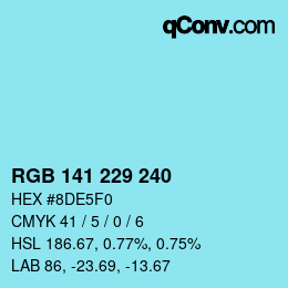Color code: RGB 141 229 240 | qconv.com