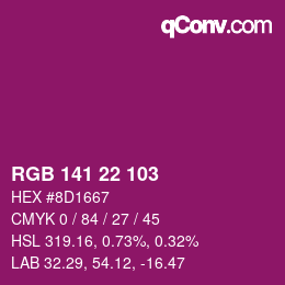 Color code: RGB 141 22 103 | qconv.com