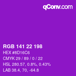 Color code: RGB 141 22 198 | qconv.com