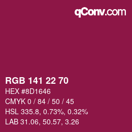 Color code: RGB 141 22 70 | qconv.com