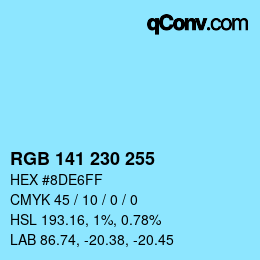 Color code: RGB 141 230 255 | qconv.com