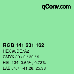 颜色代码: RGB 141 231 162 | qconv.com