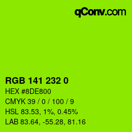 カラーコード: RGB 141 232 0 | qconv.com