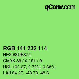 Color code: RGB 141 232 114 | qconv.com