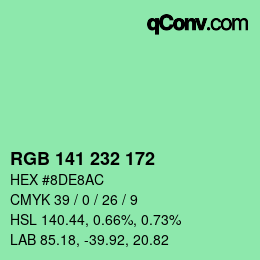 Color code: RGB 141 232 172 | qconv.com