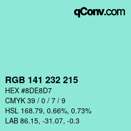 Color code: RGB 141 232 215 | qconv.com