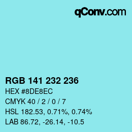 Color code: RGB 141 232 236 | qconv.com