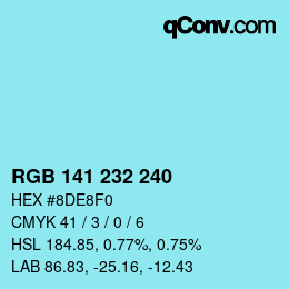 Color code: RGB 141 232 240 | qconv.com