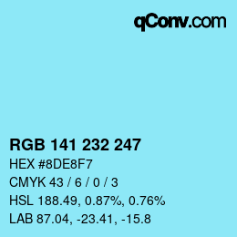 Color code: RGB 141 232 247 | qconv.com