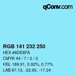 Color code: RGB 141 232 250 | qconv.com