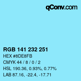 Color code: RGB 141 232 251 | qconv.com