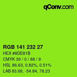 Color code: RGB 141 232 27 | qconv.com