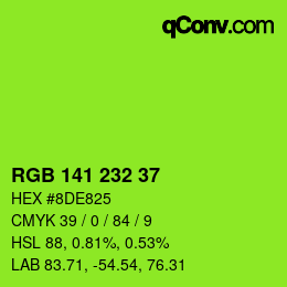 Color code: RGB 141 232 37 | qconv.com
