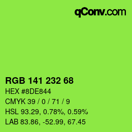 Color code: RGB 141 232 68 | qconv.com