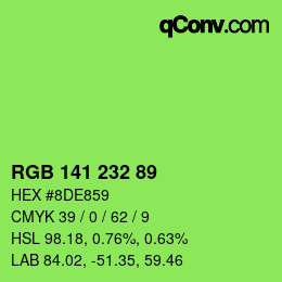Color code: RGB 141 232 89 | qconv.com
