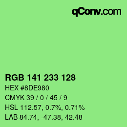Color code: RGB 141 233 128 | qconv.com