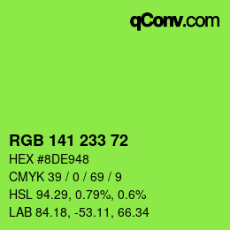 Color code: RGB 141 233 72 | qconv.com