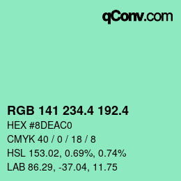 カラーコード: RGB 141 234.4 192.4 | qconv.com
