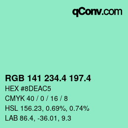 カラーコード: RGB 141 234.4 197.4 | qconv.com