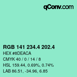 カラーコード: RGB 141 234.4 202.4 | qconv.com