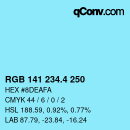 カラーコード: RGB 141 234.4 250 | qconv.com