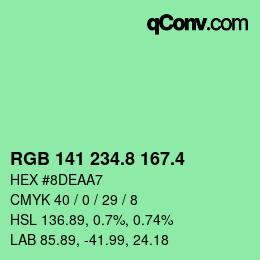 カラーコード: RGB 141 234.8 167.4 | qconv.com
