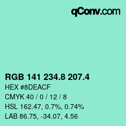 カラーコード: RGB 141 234.8 207.4 | qconv.com