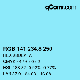 Color code: RGB 141 234.8 250 | qconv.com