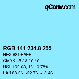 カラーコード: RGB 141 234.8 255 | qconv.com