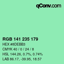 Color code: RGB 141 235 179 | qconv.com