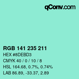 Color code: RGB 141 235 211 | qconv.com
