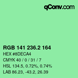 カラーコード: RGB 141 236.2 164 | qconv.com