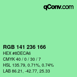 カラーコード: RGB 141 236 166 | qconv.com