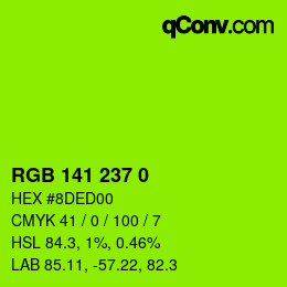 Color code: RGB 141 237 0 | qconv.com