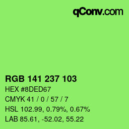 Color code: RGB 141 237 103 | qconv.com