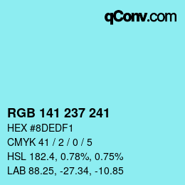 Color code: RGB 141 237 241 | qconv.com