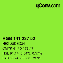 Color code: RGB 141 237 52 | qconv.com