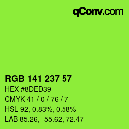 カラーコード: RGB 141 237 57 | qconv.com