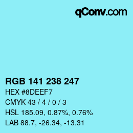 颜色代码: RGB 141 238 247 | qconv.com