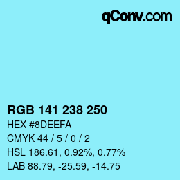 Color code: RGB 141 238 250 | qconv.com