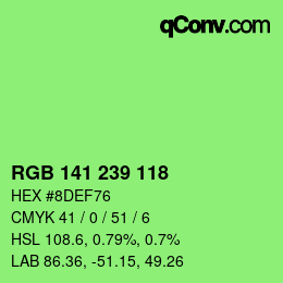 Color code: RGB 141 239 118 | qconv.com