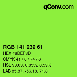 カラーコード: RGB 141 239 61 | qconv.com