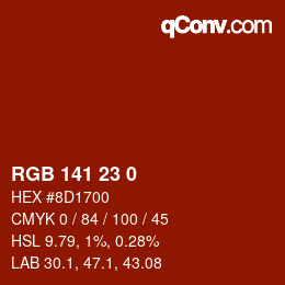 カラーコード: RGB 141 23 0 | qconv.com