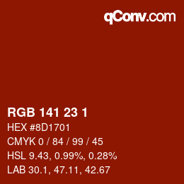 カラーコード: RGB 141 23 1 | qconv.com