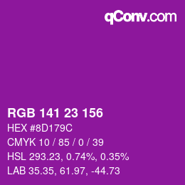 Color code: RGB 141 23 156 | qconv.com