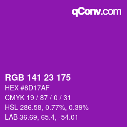 カラーコード: RGB 141 23 175 | qconv.com