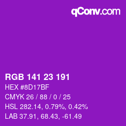 Color code: RGB 141 23 191 | qconv.com