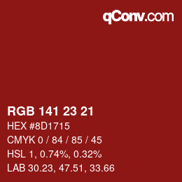 Color code: RGB 141 23 21 | qconv.com